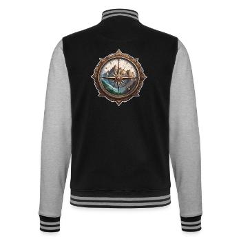 Kompass / Himmelsrichtung / Reisen / Survival - College-Sweatjacke - Schwarz/Grau meliert - Hinten - Marisol (170cm)