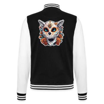 La Catrina/ Tattoo / Mexiko / Tier / Katze - College-Sweatjacke - Schwarz/Weiß - Hinten - Marisol (170cm)