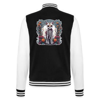La Catrina/ Tattoo / Mexiko / Tier / Katze - College-Sweatjacke - Schwarz/Weiß - Hinten - Marisol (170cm)