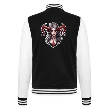 femme diabolique / sang / gothique / heavy metal - Veste Teddy - noir/blanc - Dos - Marisol (170cm)