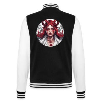 femme diabolique / sang / gothique / heavy metal - Veste Teddy - noir/blanc - Dos - Marisol (170cm)