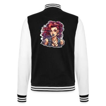 femme diabolique / sang / gothique / heavy metal - Veste Teddy - noir/blanc - Dos - Marisol (170cm)