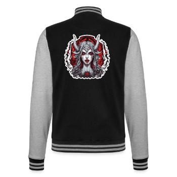 teuflische Frau / blut / Gothic / Heavy Metal - College-Sweatjacke - Schwarz/Grau meliert - Hinten - Marisol (170cm)
