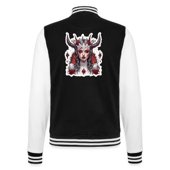 femme diabolique / sang / gothique / heavy metal - Veste Teddy - noir/blanc - Dos - Marisol (170cm)