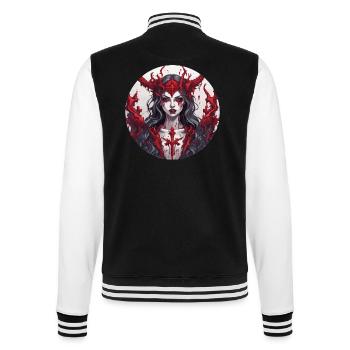 femme diabolique / sang / gothique / heavy metal - Veste Teddy - noir/blanc - Dos - Marisol (170cm)