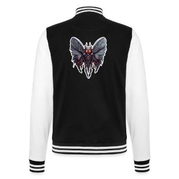 Mothman / Moth / Insect / Mythical Creature / Flutter - College Sweat Jacket - black/white - Back - Marisol (170cm)