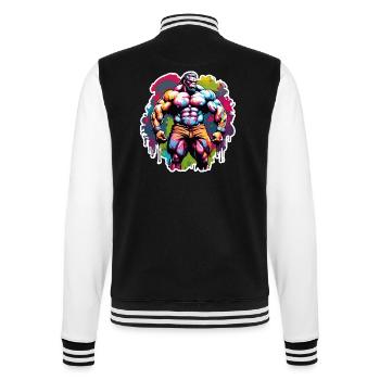Bodybuilder / Sport / Fitness / Affe / Muskeln - College-Sweatjacke - Schwarz/Weiß - Hinten - Marisol (170cm)
