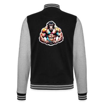 Bodybuilder / Sports / Fitness / Singe / Muscles - Veste Teddy - noir/gris chiné - Dos - Marisol (170cm)