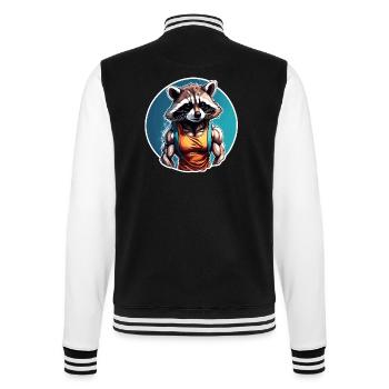 Bodybuilder / Sports / Fitness / Raccoon / Muscles - College Sweat Jacket - black/white - Back - Marisol (170cm)