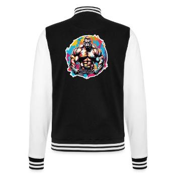 Bodybuilder / Sport / Fitness / Affe / Muskeln - College-Sweatjacke - Schwarz/Weiß - Hinten - Marisol (170cm)