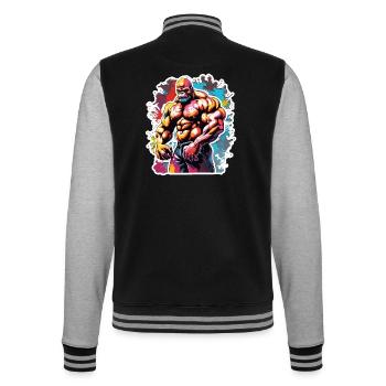 Bodybuilder / Sports / Fitness / Singe / Muscles - Veste Teddy - noir/gris chiné - Dos - Marisol (170cm)