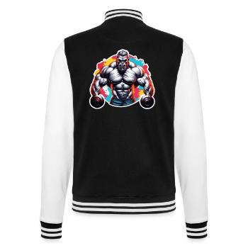 Bodybuilder / Sport / Fitness / Affe / Muskeln - College-Sweatjacke - Schwarz/Weiß - Hinten - Marisol (170cm)