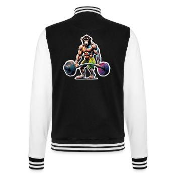 Bodybuilder / Sports / Fitness / Monkey / Muscles - College Sweat Jacket - black/white - Back - Marisol (170cm)