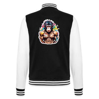 Bodybuilder / Sport / Fitness / Affe / Muskeln - College-Sweatjacke - Schwarz/Weiß - Hinten - Marisol (170cm)