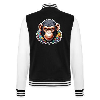 Affe / Tier / Zoo / Schimpanse / Wild / Comic - College-Sweatjacke - Schwarz/Weiß - Hinten - Marisol (170cm)
