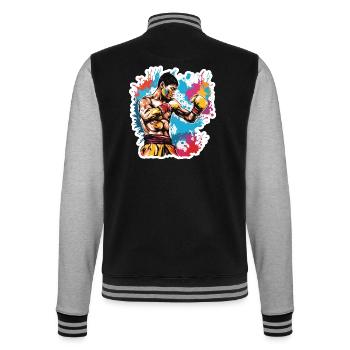 Boxer / Sports / Fight / Arena / Boxing Ring / Fists - College Sweat Jacket - black/heather grey - Back - Marisol (170cm)