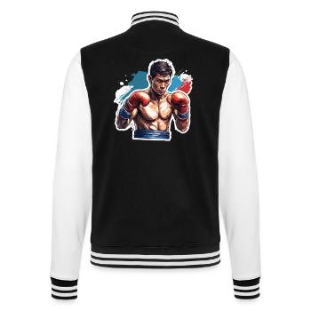 Boxeur / Sports / Combat / Arène / Ring de boxe / Poings - Veste Teddy - noir/blanc - Dos - Marisol (170cm)