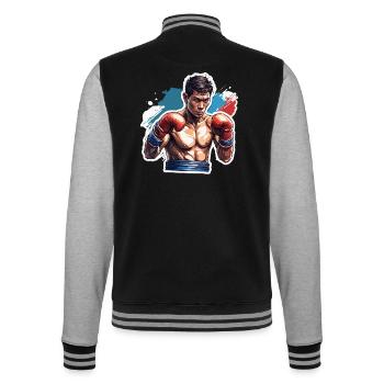 Boxer / Sport / Kampf / Arena / Boxring / Fäuste - College-Sweatjacke - Schwarz/Grau meliert - Hinten - Marisol (170cm)