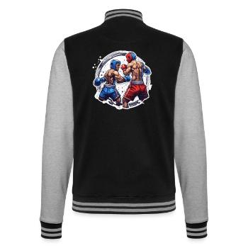 Boxer / Sports / Fight / Arena / Boxing Ring / Fists - College Sweat Jacket - black/heather grey - Back - Marisol (170cm)