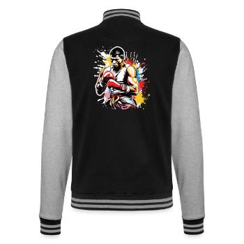 Boxer / Sport / Kampf / Arena / Boxring / Fäuste - College-Sweatjacke - Schwarz/Grau meliert - Hinten - Marisol (170cm)