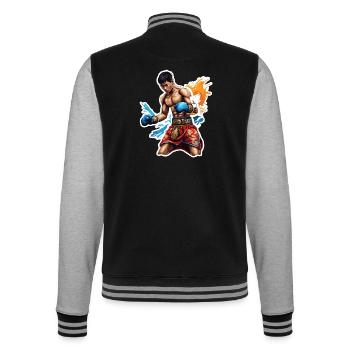 Boxer / Sport / Kampf / Arena / Boxring / Fäuste - College-Sweatjacke - Schwarz/Grau meliert - Hinten - Marisol (170cm)