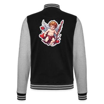 Cupidon / Amour / Flèche / Coeur / Saint Valentin - Veste Teddy - noir/gris chiné - Dos - Marisol (170cm)