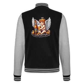 Cupidon / Amour / Flèche / Coeur / Saint Valentin - Veste Teddy - noir/gris chiné - Dos - Marisol (170cm)