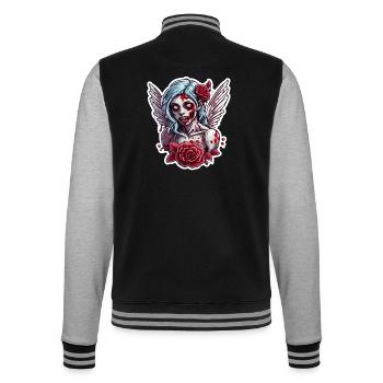 Amor / Liebe / Pfeil / Herz / Valentinstag - College-Sweatjacke - Schwarz/Grau meliert - Hinten - Marisol (170cm)