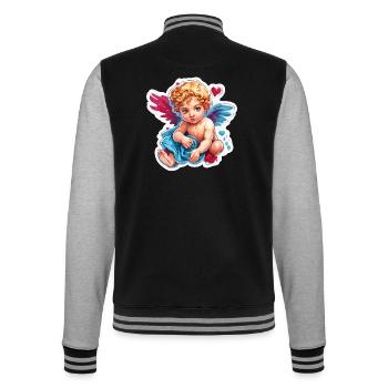 Cupidon / Amour / Flèche / Coeur / Saint Valentin - Veste Teddy - noir/gris chiné - Dos - Marisol (170cm)