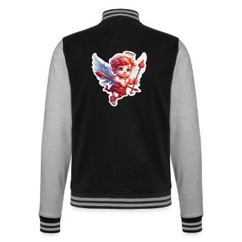Cupidon / Amour / Flèche / Coeur / Saint Valentin - Veste Teddy - noir/gris chiné - Dos - Marisol (170cm)