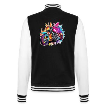 Biker / Motorcycle Rider / Biker / Two-Wheeler / Cross - College Sweat Jacket - black/white - Back - Marisol (170cm)