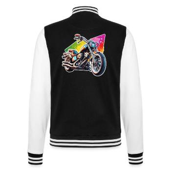 Biker / Motorcycle Rider / Biker / Two-Wheeler / Cross - College Sweat Jacket - black/white - Back - Marisol (170cm)