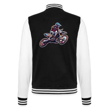 Biker / Motorcycle Rider / Biker / Two-Wheeler / Cross - College Sweat Jacket - black/white - Back - Marisol (170cm)