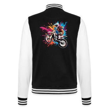 Biker / Motorcycle Rider / Biker / Two-Wheeler / Cross - College Sweat Jacket - black/white - Back - Marisol (170cm)