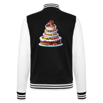Geburtstagstorte / Kuchen / Happy Birthday / Torte - College-Sweatjacke - Schwarz/Weiß - Hinten - Marisol (170cm)