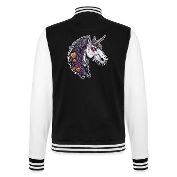 Einhorn / Fabelwesen / Märchen / Magie / Glitzer - College-Sweatjacke - Schwarz/Weiß - Hinten - Marisol (170cm)