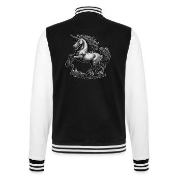 Einhorn / Fabelwesen / Märchen / Magie / Glitzer - College-Sweatjacke - Schwarz/Weiß - Hinten - Marisol (170cm)