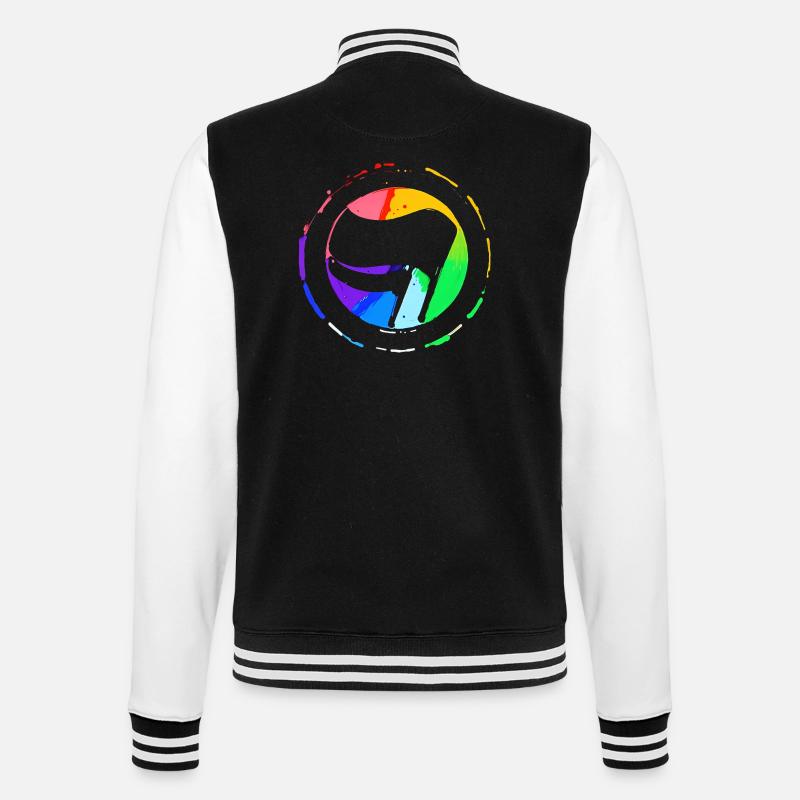 Regenbogen Antifa Flagge - College-Sweatjacke - Schwarz/Weiß