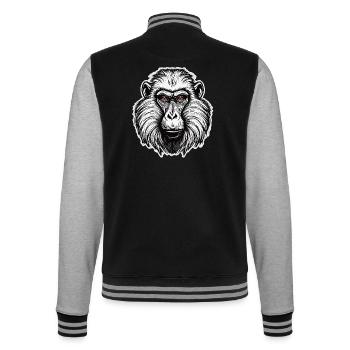 Monkey / Animal / Zoo / Babian / Wild / Comic - College Sweat Jacket - black/heather grey - Back - Marisol (170cm)
