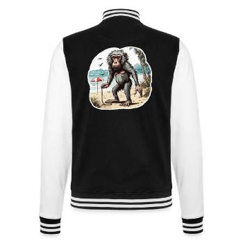Affe / Tier / Zoo / Babian / Wild / Comic - College-Sweatjacke - Schwarz/Weiß - Hinten - Marisol (170cm)