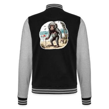 Monkey / Animal / Zoo / Babian / Wild / Comic - College Sweat Jacket - black/heather grey - Back - Marisol (170cm)