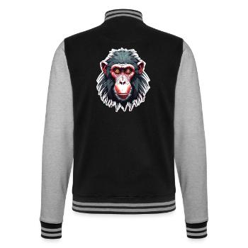 Monkey / Animal / Zoo / Babian / Wild / Comic - College Sweat Jacket - black/heather grey - Back - Marisol (170cm)