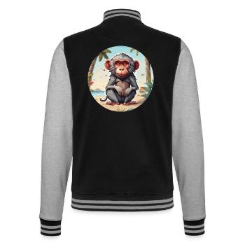 Monkey / Animal / Zoo / Babian / Wild / Comic - College Sweat Jacket - black/heather grey - Back - Marisol (170cm)