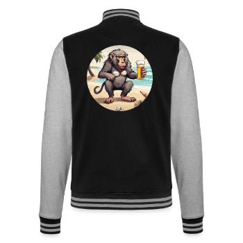 Singe / Animal / Zoo / Babian / Sauvage / Bande dessinée - Veste Teddy - noir/gris chiné - Dos - Marisol (170cm)