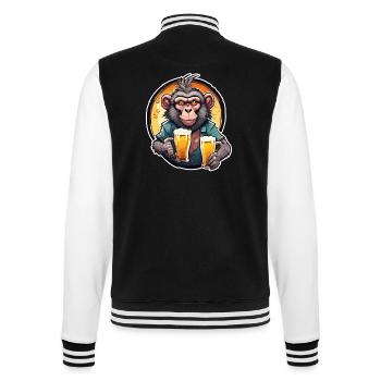 Singe / Animal / Zoo / Babian / Sauvage / Bande dessinée - Veste Teddy - noir/blanc - Dos - Marisol (170cm)