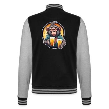 Monkey / Animal / Zoo / Babian / Wild / Comic - College Sweat Jacket - black/heather grey - Back - Marisol (170cm)