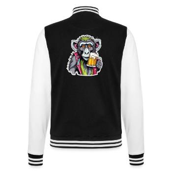 Affe / Tier / Zoo / Babian / Wild / Comic - College-Sweatjacke - Schwarz/Weiß - Hinten - Marisol (170cm)