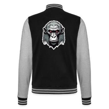 Monkey / Animal / Zoo / Babian / Wild / Comic - College Sweat Jacket - black/heather grey - Back - Marisol (170cm)