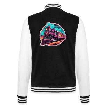 Zug / Lokomotive / Dampflok / Eisenbahn / Lock - College-Sweatjacke - Schwarz/Weiß - Hinten - Marisol (170cm)