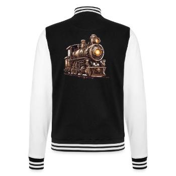 Zug / Lokomotive / Dampflok / Eisenbahn / Lock - College-Sweatjacke - Schwarz/Weiß - Hinten - Marisol (170cm)